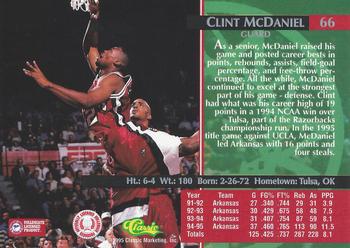 1995 Classic Rookies #66 Clint McDaniel Back