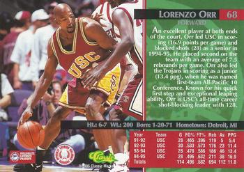 1995 Classic Rookies #68 Lorenzo Orr Back