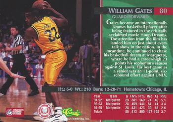 1995 Classic Rookies #80 William Gates Back