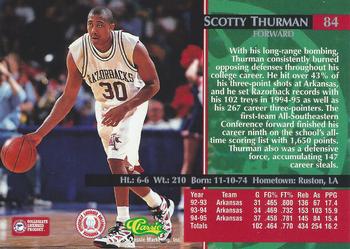 1995 Classic Rookies #84 Scotty Thurman Back