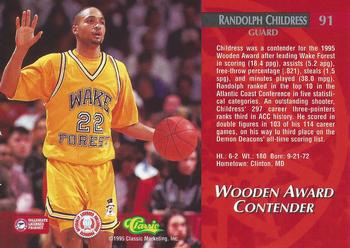 1995 Classic Rookies #91 Randolph Childress Back