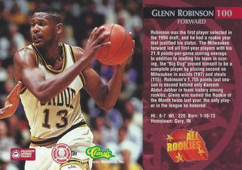 1995 Classic Rookies #100 Glenn Robinson Back