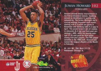 1995 Classic Rookies #102 Juwan Howard Back