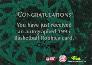 1995 Classic Rookies - Autographs #NNO Antonio McDyess Back