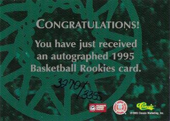 1995 Classic Rookies - Autographs #NNO Corliss Williamson Back