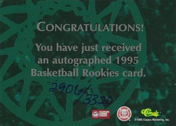1995 Classic Rookies - Autographs #NNO David Vaughn Back
