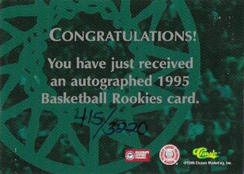 1995 Classic Rookies - Autographs #NNO Junior Burrough Back