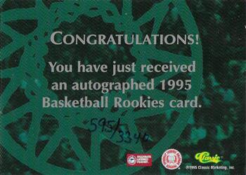 1995 Classic Rookies - Autographs #NNO Troy Brown Back