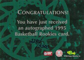 1995 Classic Rookies - Autographs #NNO Erwin Claggett Back