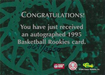 1995 Classic Rookies - Autographs #NNO Jamal Faulkner Back