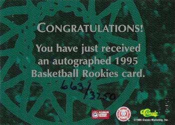 1995 Classic Rookies - Autographs #NNO Tom Kleinschmidt Back