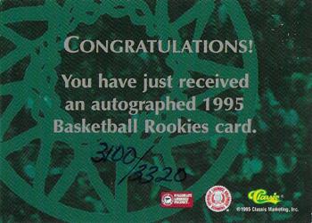 1995 Classic Rookies - Autographs #NNO Dan Cross Back