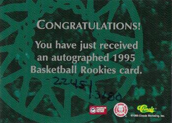 1995 Classic Rookies - Autographs #NNO Randy Rutherford Back