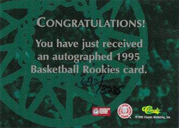 1995 Classic Rookies - Autographs #NNO Arthur Agee Back