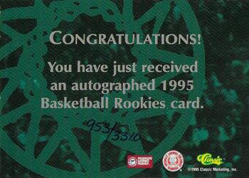 1995 Classic Rookies - Autographs #NNO Michael Evans Back