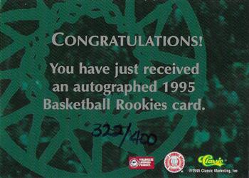 1995 Classic Rookies - Autographs #NNO Shaquille O'Neal Back