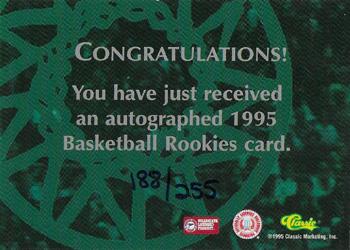 1995 Classic Rookies - Autographs #NNO Alonzo Mourning Back