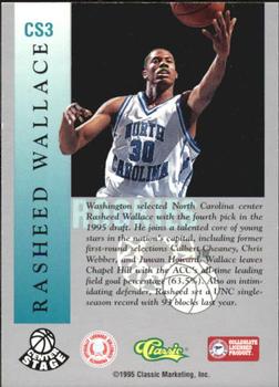1995 Classic Rookies - Center Stage #CS3 Rasheed Wallace Back
