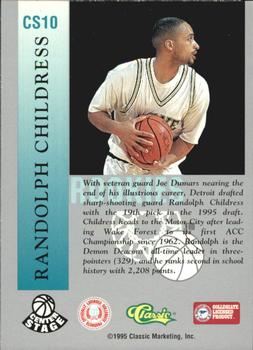 1995 Classic Rookies - Center Stage #CS10 Randolph Childress Back