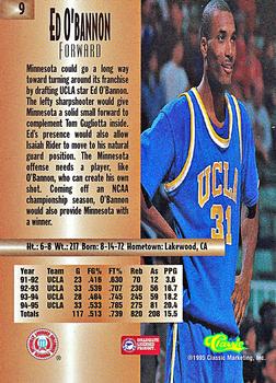 1995 Classic Rookies - Draft Day #9 Ed O'Bannon Back