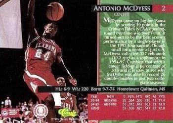 1995 Classic Rookies - Silver Foil #2 Antonio McDyess Back