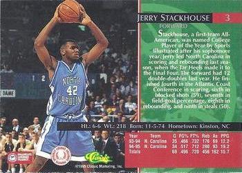1995 Classic Rookies - Silver Foil #3 Jerry Stackhouse Back