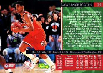 1995 Classic Rookies - Silver Foil #34 Lawrence Moten Back