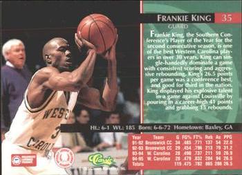1995 Classic Rookies - Silver Foil #35 Frankie King Back