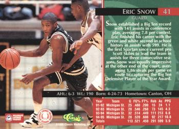 1995 Classic Rookies - Silver Foil #41 Eric Snow Back
