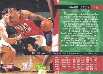 1995 Classic Rookies - Silver Foil #46 Mark Davis Back