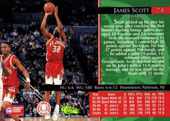 1995 Classic Rookies - Silver Foil #74 James Scott Back