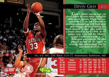 1995 Classic Rookies - Silver Foil #83 Devin Gray Back