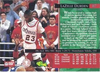 1995 Classic Rookies - Silver Foil #87 LaZelle Durden Back