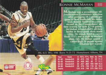 1995 Classic Rookies - Silver Foil #88 Ronnie McMahan Back