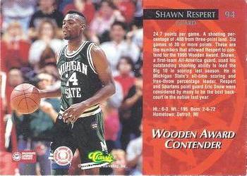 1995 Classic Rookies - Silver Foil #94 Shawn Respert Back