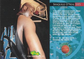 1995 Classic Rookies - Silver Foil #105 Shaquille O'Neal Back