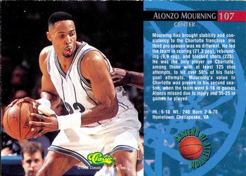1995 Classic Rookies - Silver Foil #107 Alonzo Mourning Back