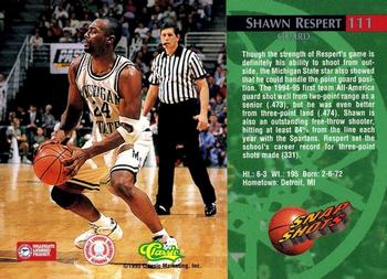 1995 Classic Rookies - Silver Foil #111 Shawn Respert Back