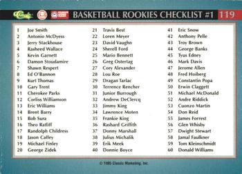 1995 Classic Rookies - Silver Foil #119 Joe Smith Back