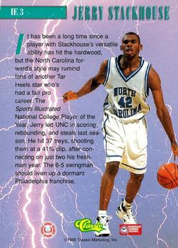 1995 Classic Rookies - Instant Energy #IE3 Jerry Stackhouse Back