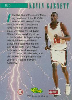 1995 Classic Rookies - Instant Energy #IE5 Kevin Garnett Back