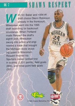1995 Classic Rookies - Instant Energy #IE7 Shawn Respert Back
