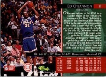 1995 Classic Rookies - Printer's Proofs #8 Ed O'Bannon Back