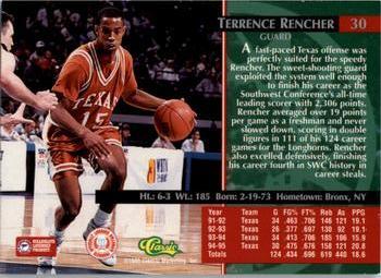 1995 Classic Rookies - Printer's Proofs #30 Terrence Rencher Back