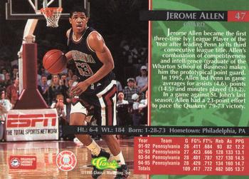 1995 Classic Rookies - Printer's Proofs #47 Jerome Allen Back