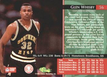 1995 Classic Rookies - Printer's Proofs #56 Glen Whisby Back