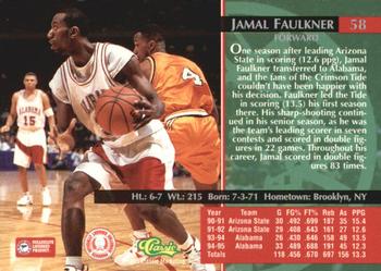 1995 Classic Rookies - Printer's Proofs #58 Jamal Faulkner Back