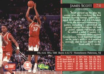 1995 Classic Rookies - Printer's Proofs #74 James Scott Back