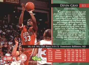 1995 Classic Rookies - Printer's Proofs #83 Devin Gray Back