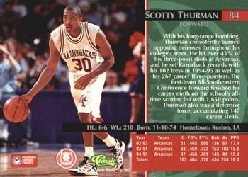 1995 Classic Rookies - Printer's Proofs #84 Scotty Thurman Back